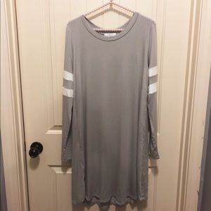 Varsity Sleeve Grey Boutique Dress NWOT